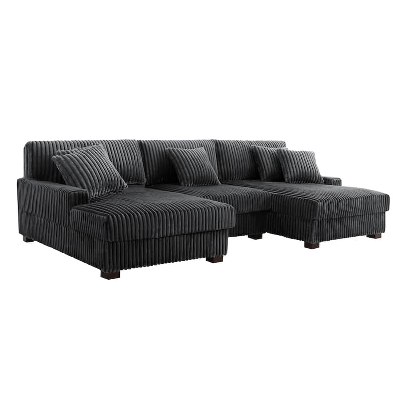 118.4"W Plush Modular Sectional Sofa with Pillows