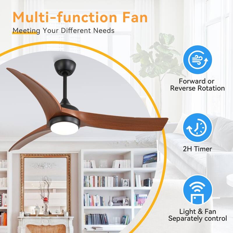 52 inches Indoor/Outdoor Ceiling Fan with Light Kit and Remote Control,DC Motor,3 CCT LED Dimmable for Bedroom Living Room Patio