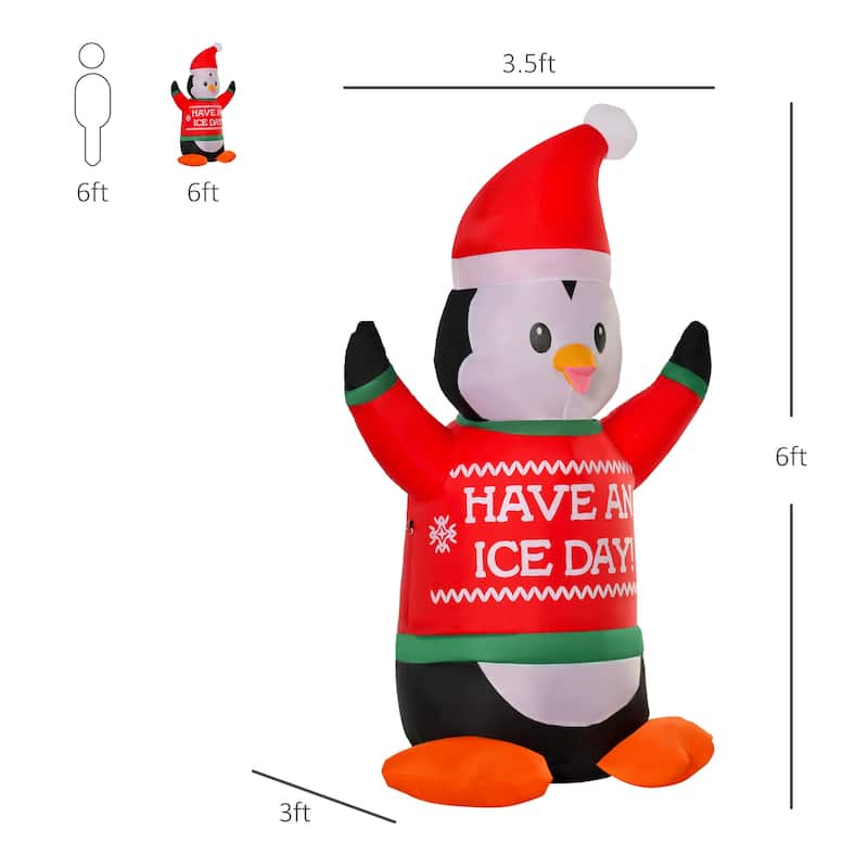 HOMCOM Penguin Christmas Decoration with Happy Message on Sweater, Cute Christmas Decoration