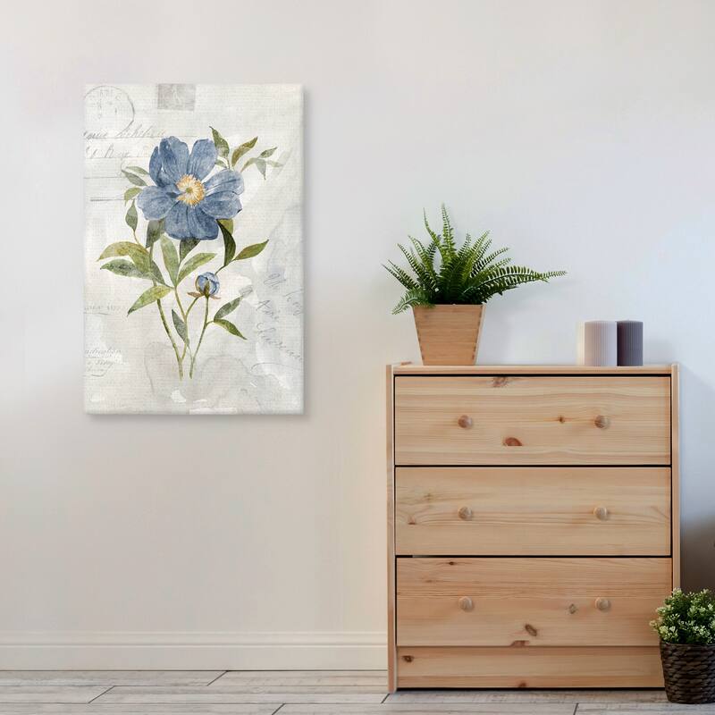 Blue Linen Peony by Carol Robinson Canvas Art Print