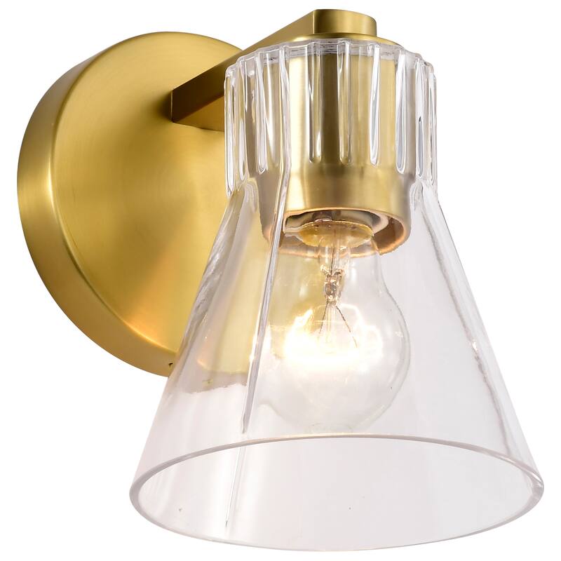 Gianna 1 Light Vanity Vintage Brass Finish Clear Glass - Vintage Brass