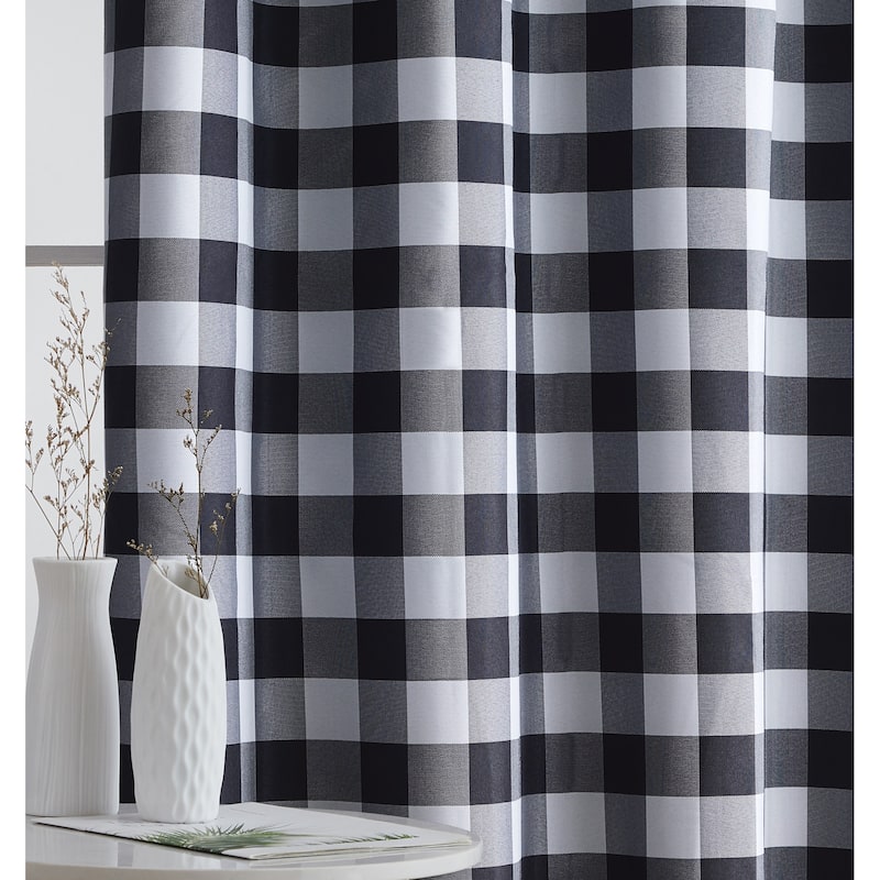 HLC.me Andersen Check Plaid 100% Blackout Thermal Insulated Energy Saving Heat Blocking Grommet Curtain Panels, 2 Panels