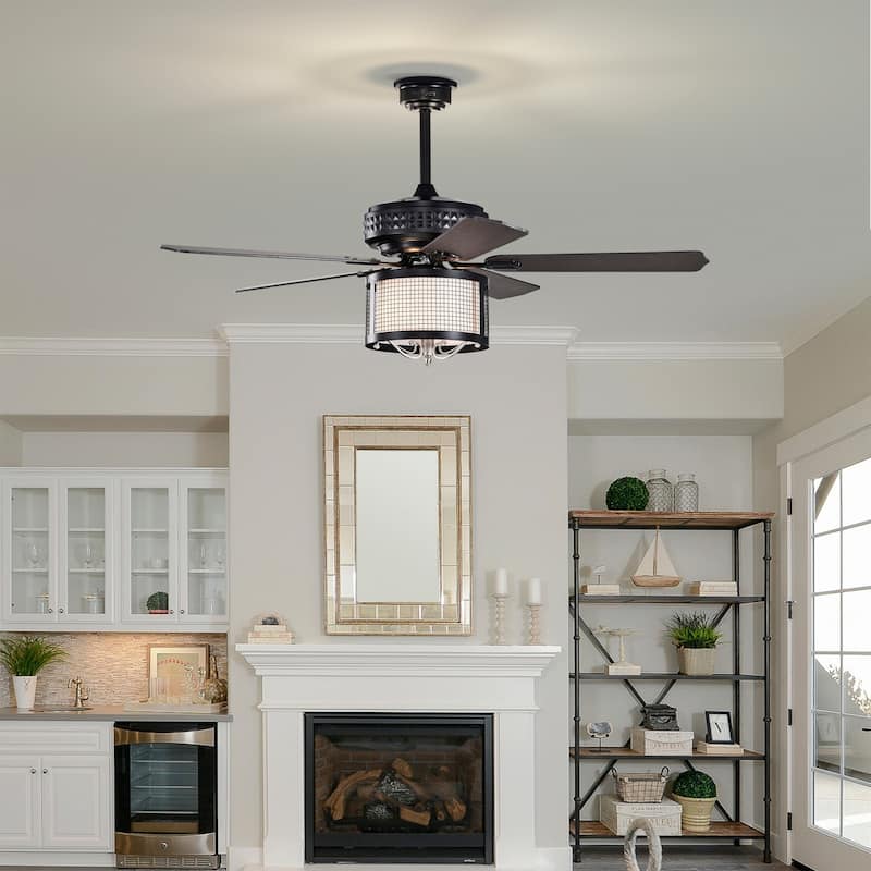 Kantaa 52 Inch Matte Black Industrial Ceiling Fan with Remote - N/A