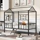 preview thumbnail 10 of 16, Twin Size Metal House Bed for Kids with Safety Guardrails and Iron Frame Support - Creative and Sturdy Design Black