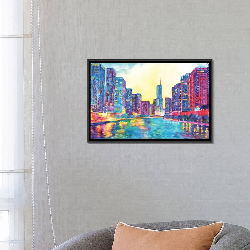 iCanvas "Chicago River" by Maja Wronska Framed Canvas Print