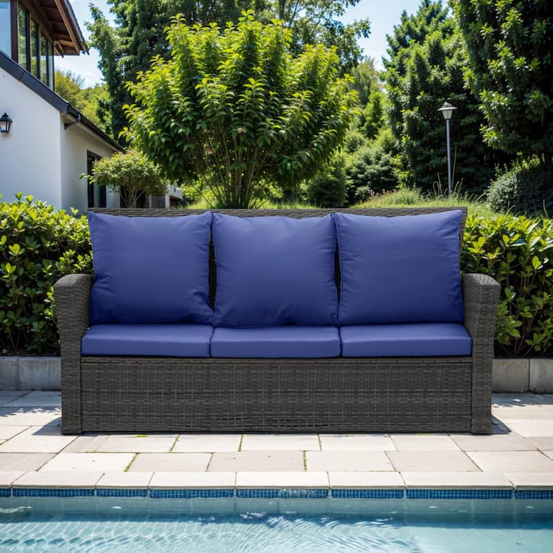 All Weather 3 Seats Patio Sofa with Thick Cushions
