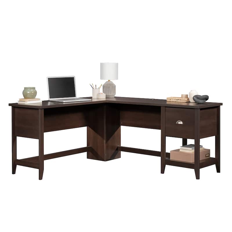 Wood L-Shaped Desk with Durable Surface, Brown