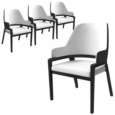 Ethora Leather Dining Chair with Curved Open Back and Rubberwood Legs Set of 4