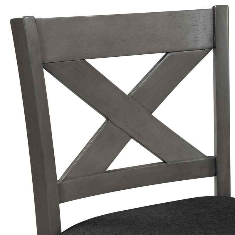 5 Pieces Counter Height Dining Room Wooden Bar Table Set with 4 Chairs