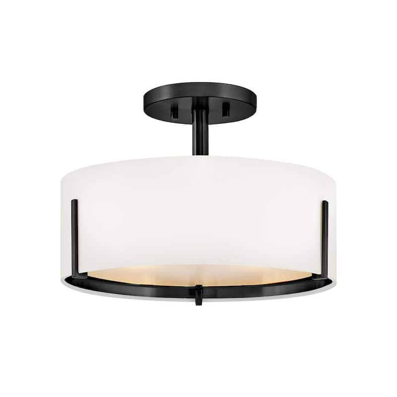 Hinkley Lighting 47571 Halle 3 Light 15" Wide Semi-Flush Drum Ceiling - Black