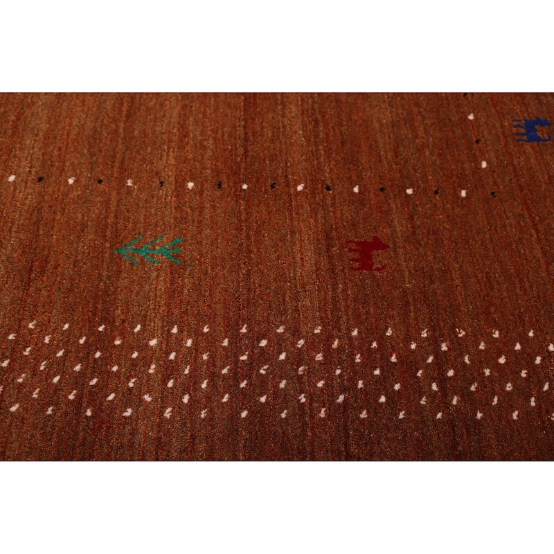 ECARPETGALLERY Hand Loomed Kashkuli Gabbeh Burnt Orange Wool Rug - 5'0 x 7'8