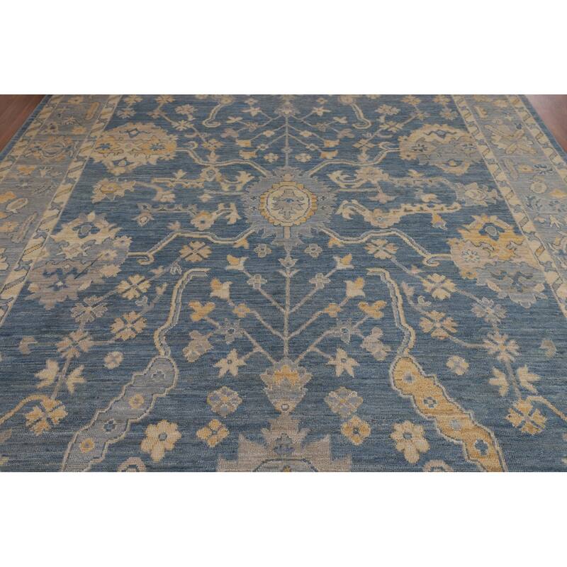 Blue Oushak Vegetable Dye Area Rug Handmade Wool Carpet - 8'2"x 10'0"
