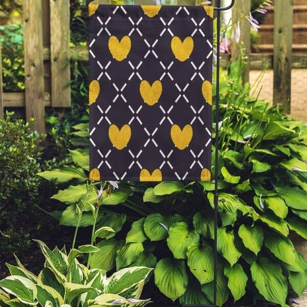 Shop Yellow Abstract Quilted Pattern Golden Hearts Black White Chevron Confetti Garden Flag Decorative Flag House Banner On Sale Overstock 31347149