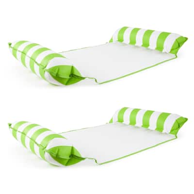 Aqua Monterey Water Inflatable 4-in-1 Pool Hammock Lounger, Lime Green (2 Pack) - 1