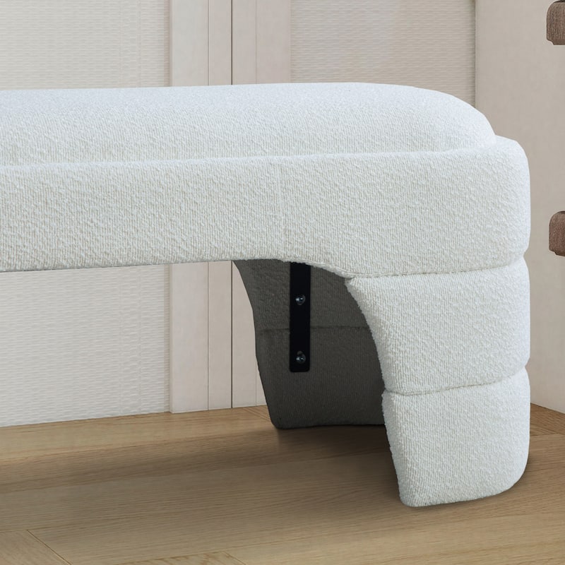 65"W Chenille Upholstered End of Bench ,Entryway Shoe Bench,FootStool Ottoman for Bedroom, Living Room