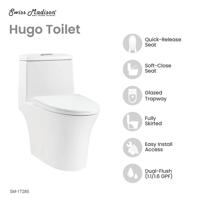 Swiss Madison SM-1T285 Hugo 1.6 GPF Dual Flush One Piece Elongated