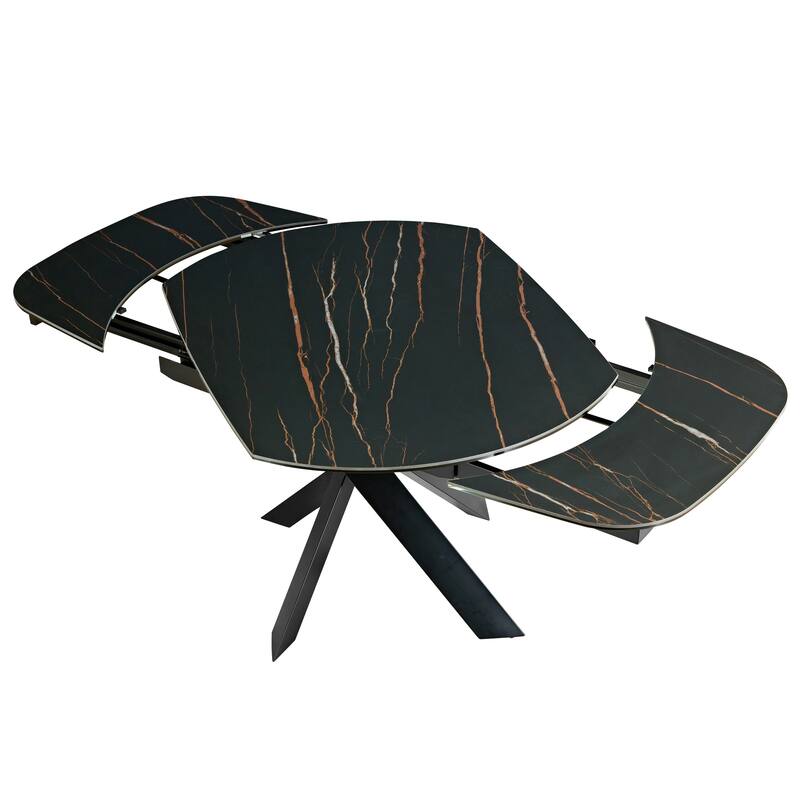 DAVEE Extendable Dining Table with Slate Black Ceramic Top - 47.24/70.86*35.43*30 inches
