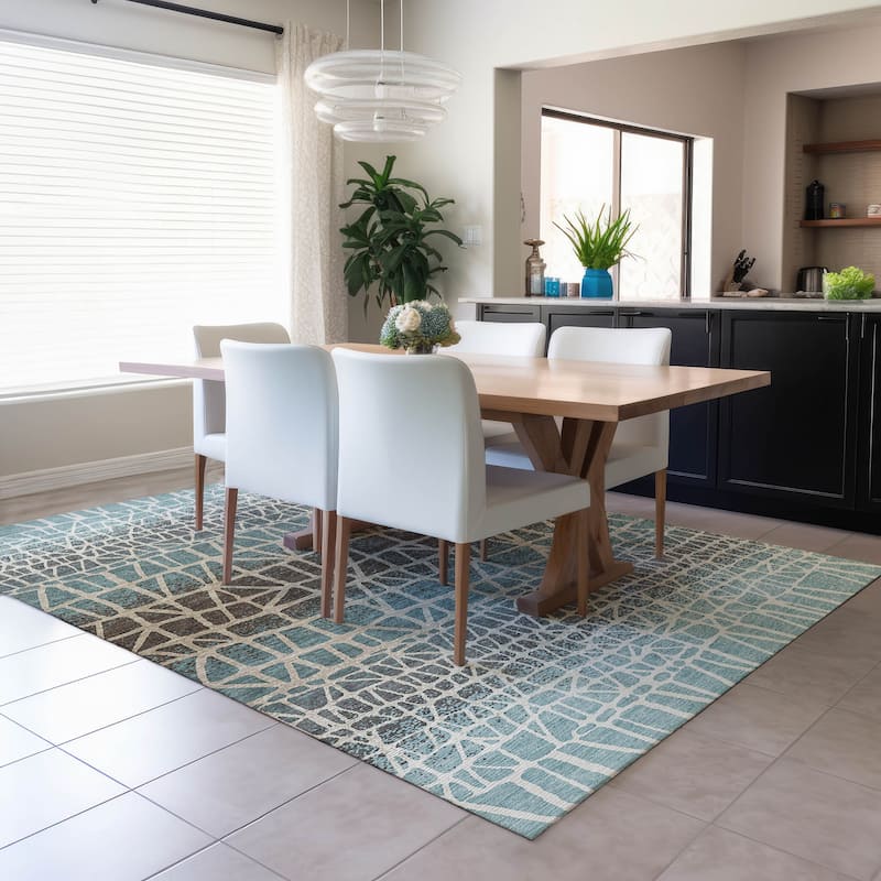 Machine Washable Indoor/ Outdoor Boho Global Chantille Rug