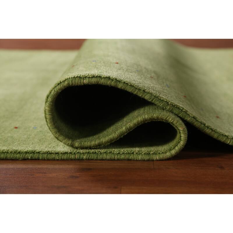 Hand Knotted Oriental 100% Wool Carpet Tribal Animal Pictorial Green Gabbeh Area Rug - 7' 6'' X 5' 2''