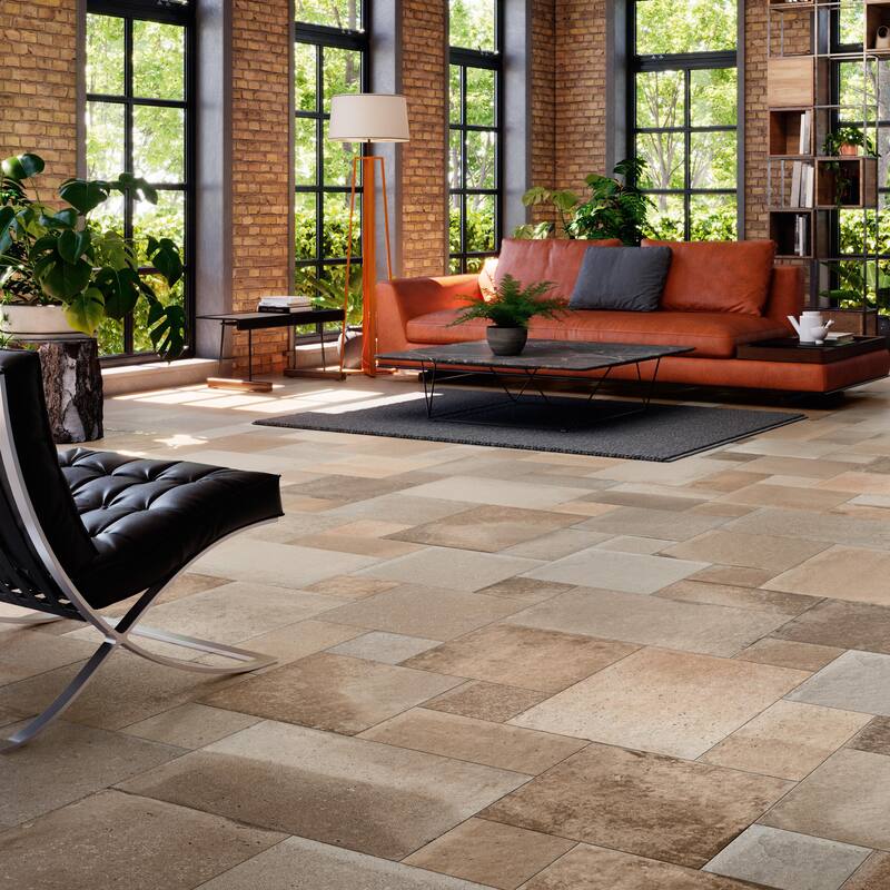Merola Tile Adagio Taupe Modular 25-5/8" x 51-1/8" Porcelain Floor and Wall Tile - Pallet (36 Tiles)