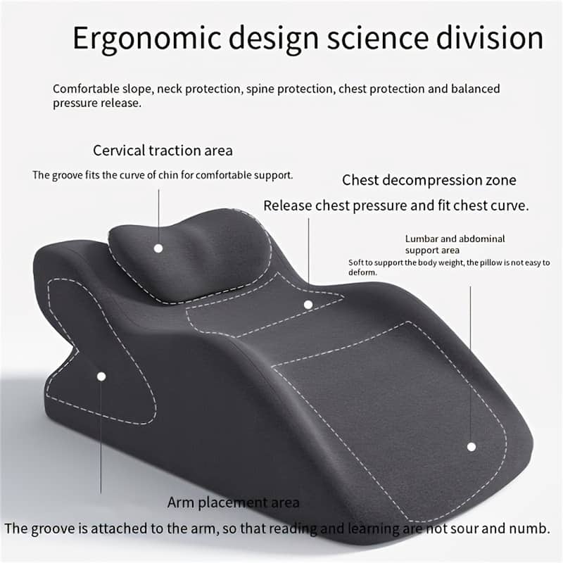 Multifunctional Ergonomic Spinal Posture Support & Multi-Functional Bed Pillow Dark Grey - Dark Grey