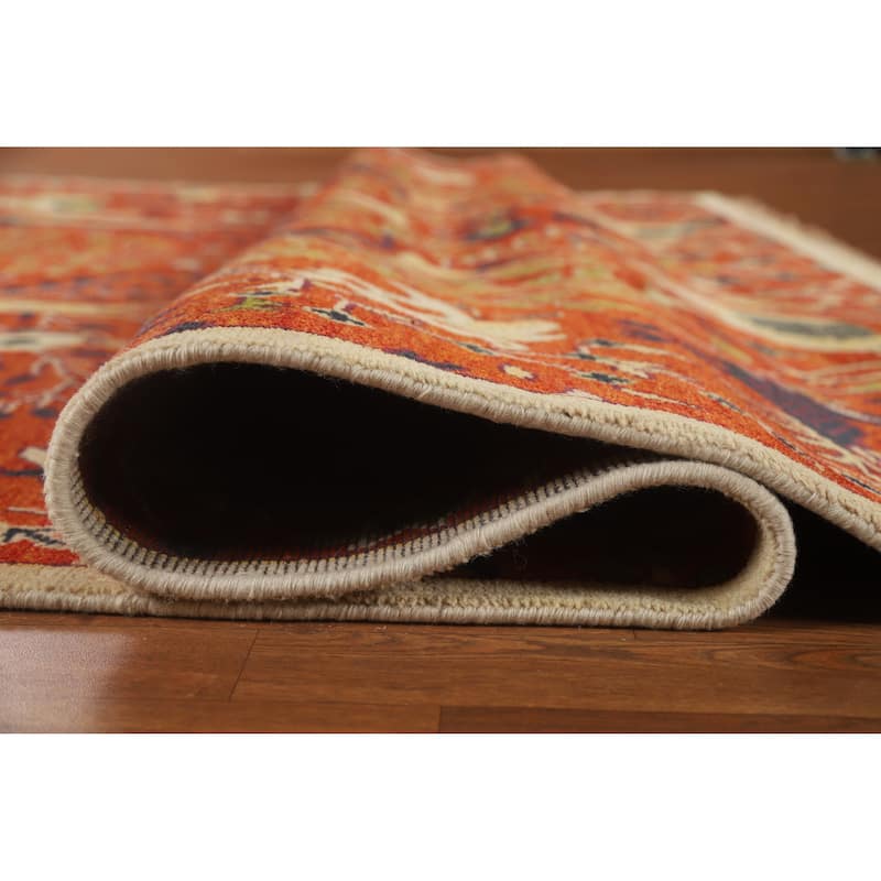 Hand Knotted Oriental 100% Wool Carpet Traditional All-Over Oranges & Rust Ziegler Area Rug - 11' 10'' X 8' 10''