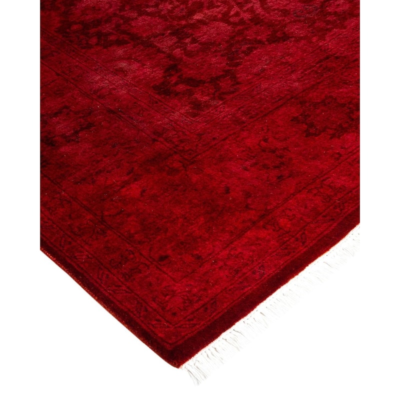 Overton Hand Knotted Wool Vintage Inspired Modern Contemporary Overdyed Red Area Rug - 6' 0" x 8' 10"