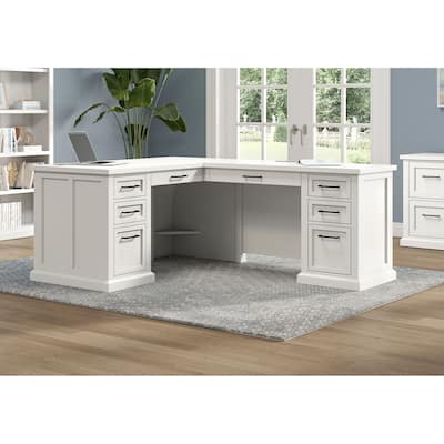 Modern Wood L-Desk & Return, Writing Table & Return, Office Desk & Return, Corner Desk & Return, White