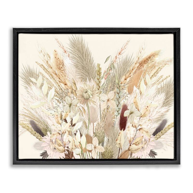 Stupell Natural Wheat & Country Herbs Framed Floater Canvas Wall Art Design By Val Rhodes - 31 x 25 - Black
