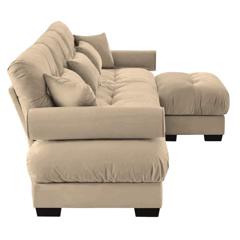 Comfort Convertible Modular Velvet Sectional Sofa Cloud Couch for Living Room