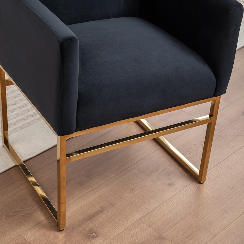 SEYNAR Modern Velvet Accent Arm Dining Chair Set of 2 with Metal Legs