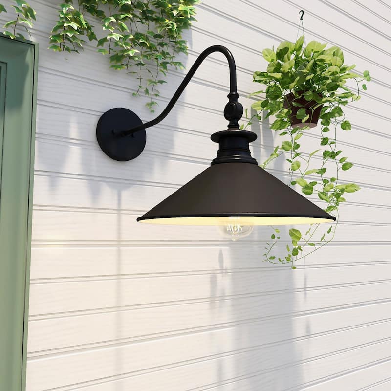 1 Light Matte Black Finish Outdoor Barn Light