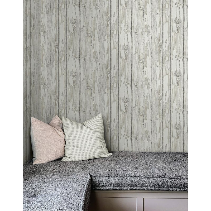 Seabrook Designs Preston Faux Rustic Planks Unpasted Wallpaper