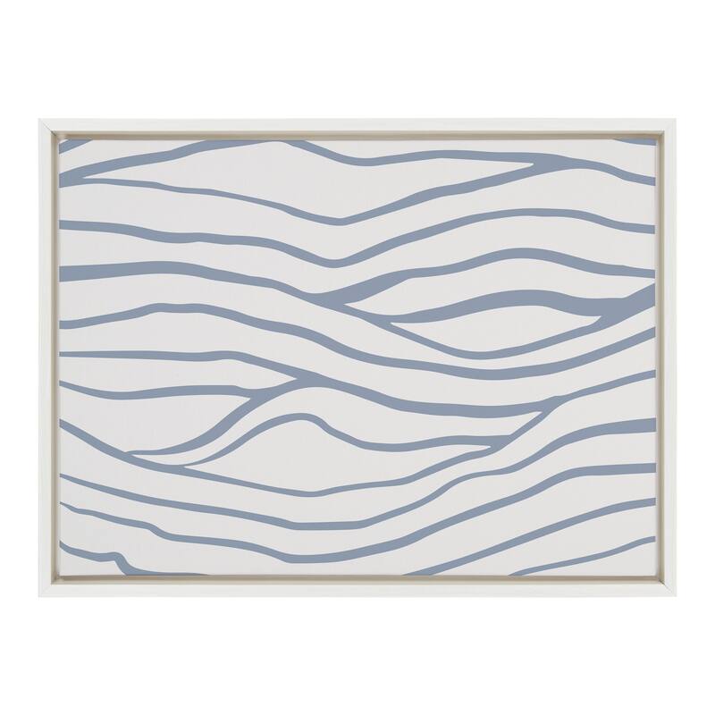 Kate and Laurel Sylvie Simple Elegant Coastal Waves Framed Canvas by The Creative Bunch Studio