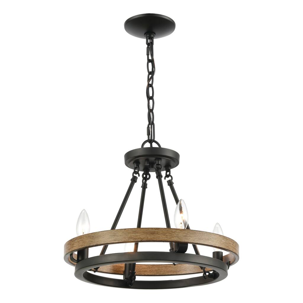 Elk Home Ramsey Matte Black Metal 4 Light Chandelier