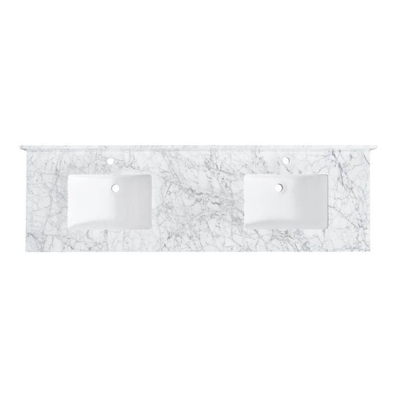 Zevio Natural Marble Vanity Top in Carrara White with Ceramic Sink