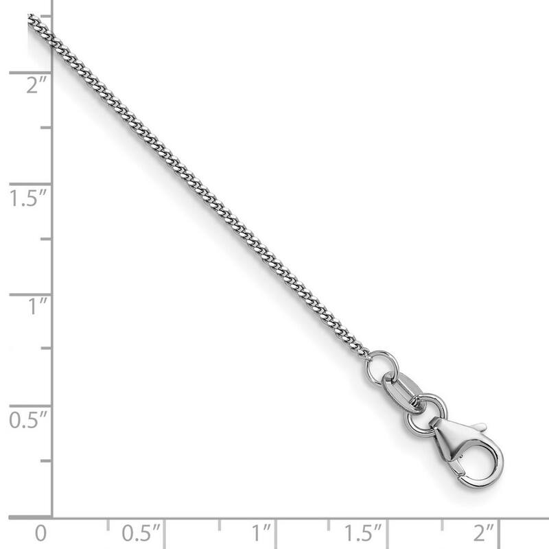 Curata Italian 14k White Gold 1.2mm Curb Chain Necklace For Women (Lobster)