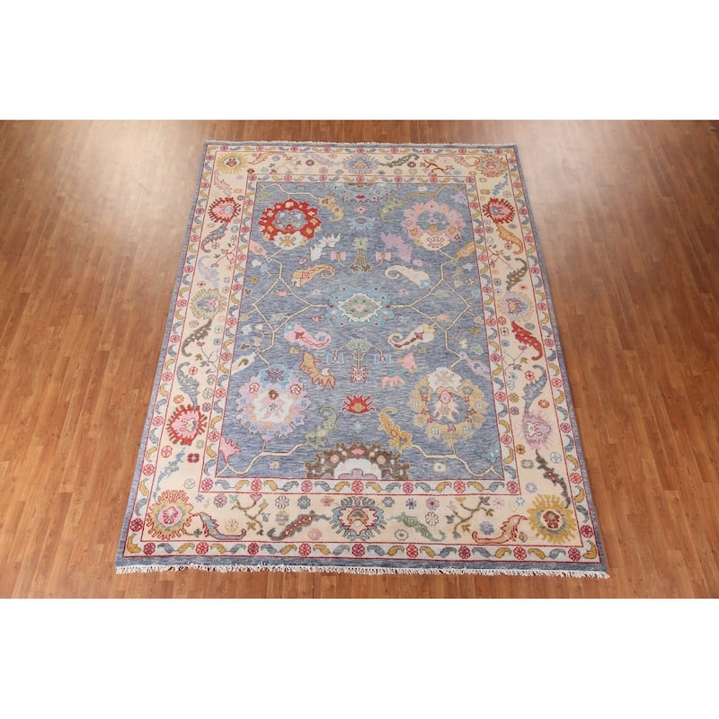 Floral Oushak Area Rug Handmade Wool Carpet - 8'11"x 11'9"
