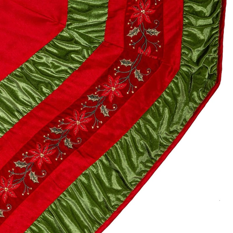 Kurt Adler 72-Inch Red and Green Gathered Border Tree Skirt - Multi