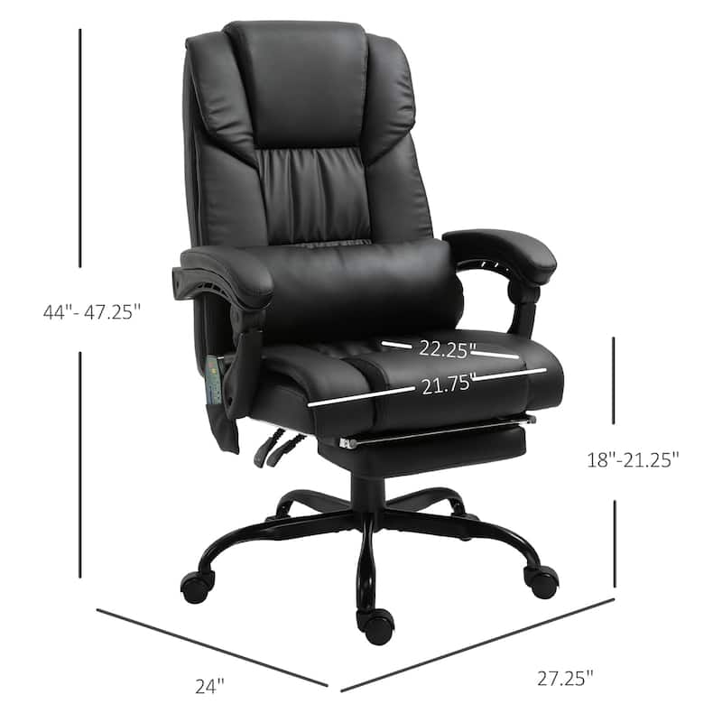 Vinsetto Office Desk Chair Recliner, Height Adjustable Movable Lumbar Support with 6-Point Vibrating Massage