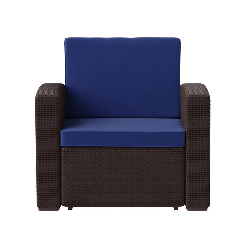 Faux Rattan Chair with All-Weather Cushion