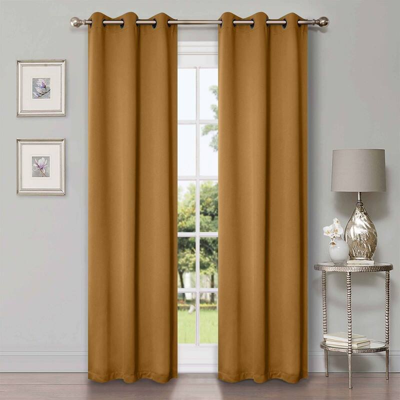 Superior Solid Machine Washable Room Darkening Grommet Blackout Curtains, Set of 2