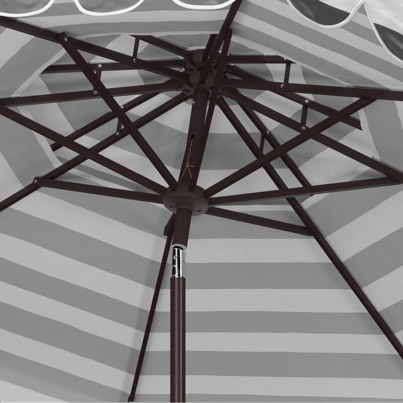 SAFAVIEH Outdoor Blagovesta 9Ft Round Double Top Crank Umbrella