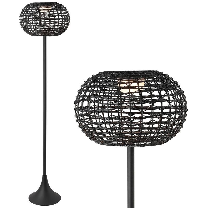 58" Integrated Indoor/Outdoor LED Solar Powered Floor Lamp - Black