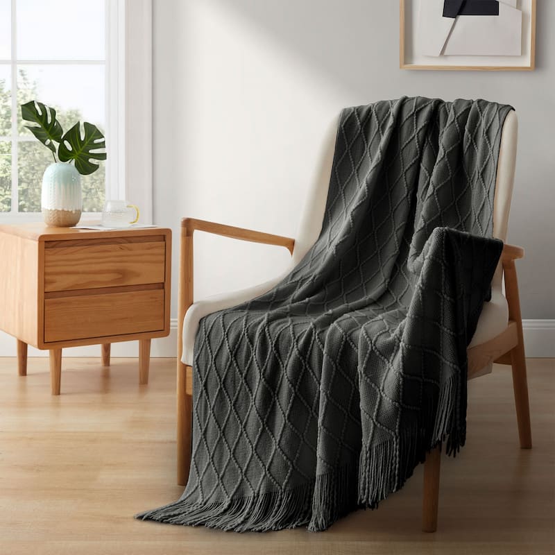 Lightweight 50"x60" Diamond Knit Throw Blanket Couch Cover