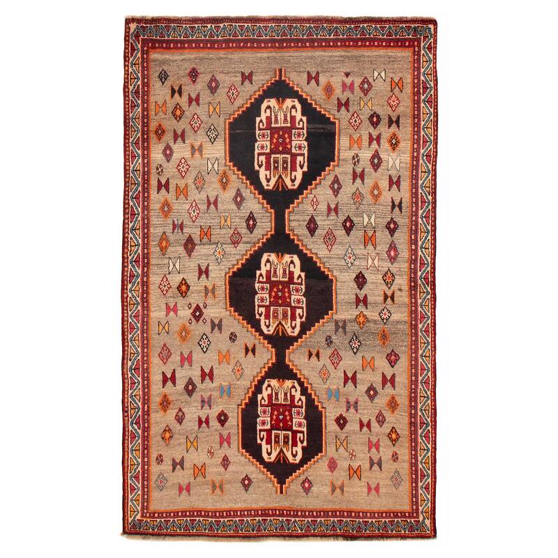 ECARPETGALLERY Hand-knotted Melis Vintage Khaki Wool Rug - 4'2 x 6'9 - Light Khaki - 4'2 x 6'9