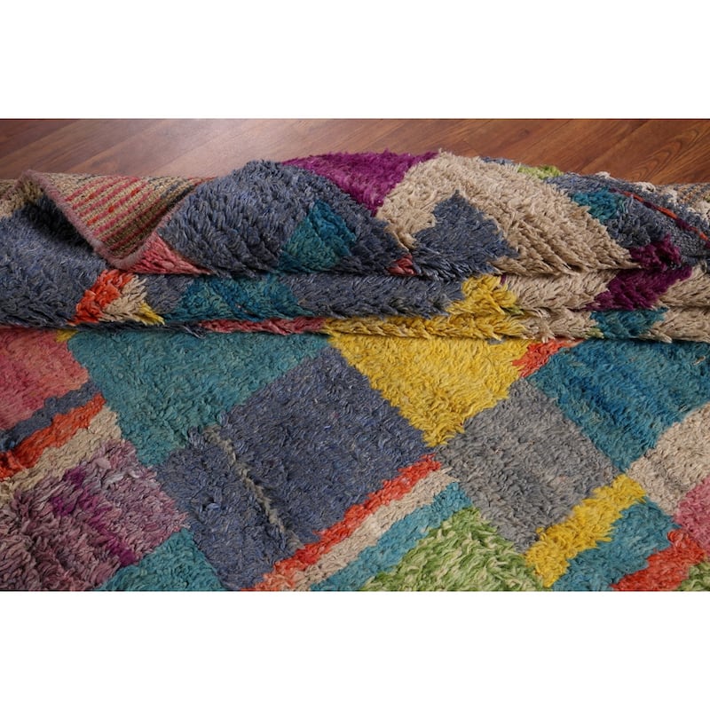 Colorful Plush Moroccan Oriental Area Rug Handmade Wool Carpet - 6'11" x 10'4"