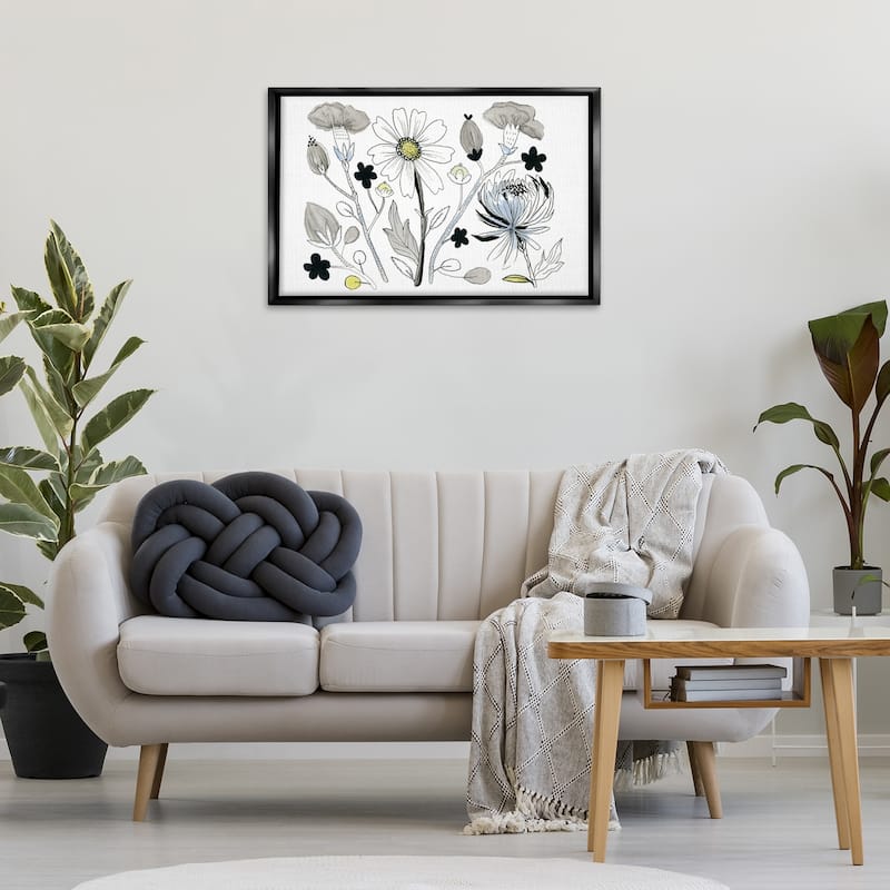 Stupell Simple Drawn Nature Sprigs Framed Floater Canvas Wall Art Design By Ashley Davis