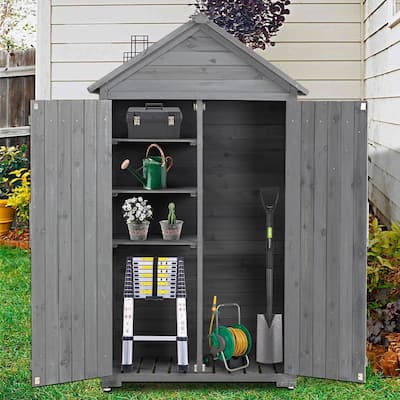 3.3 ft. W x 1.8 ft. D Wood Outdoor Storage Shed w/Detachable Shelves