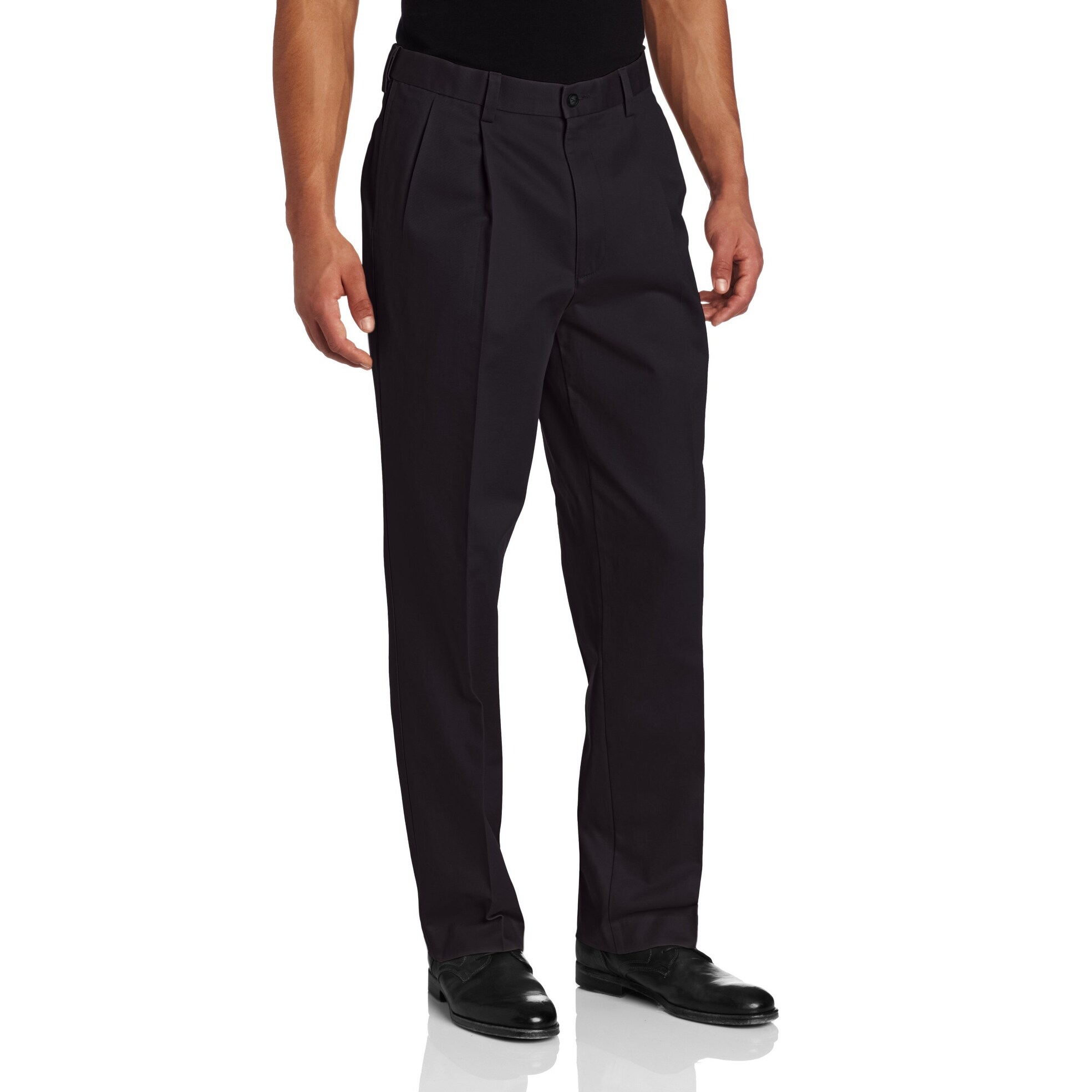 Shop Savane Black Mens Size 42x32 Chinos Cotton Pleated Front